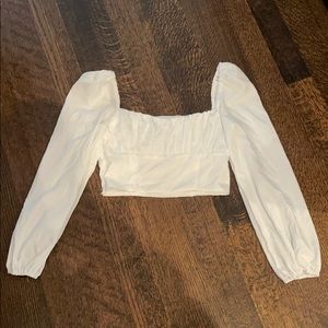 White longsleeve crop top
